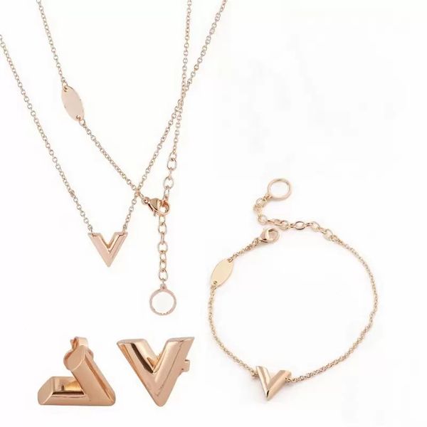 

gold bangle designer bracelets for women necklace bracelet classic luxury jewelry set gold girl valentines day lover gift 316l stainless ste, Black