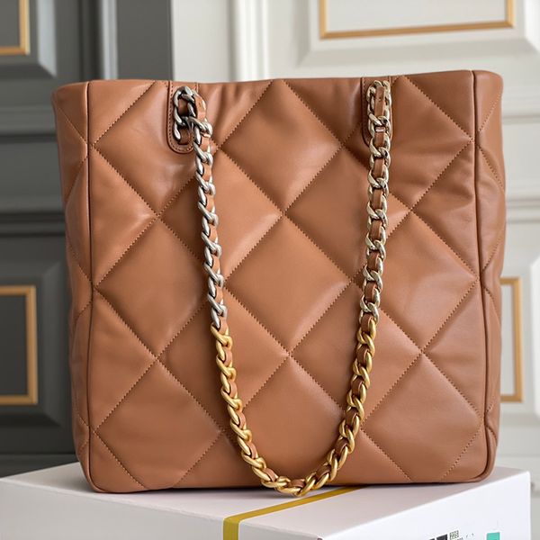 

10a mirror quality lambskin 19 shopping bag as3519 luxury designer tote handbags women chain shoulder handbag with box c205