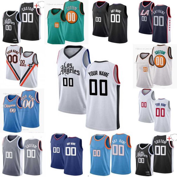 

75th custom los angeles''clippers''kawhi 2 leonard''serge 9 ibaka paul 13 george reggie 1 jackson basketball j, Black;red