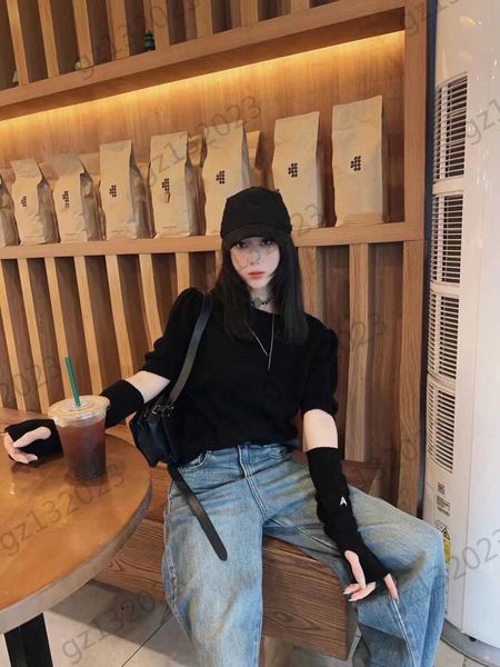 

womens sweaters cashmere fabric pleated short sleeve cuff knitted sweater standard fashion slim design sense knitwear brand designer women c, White;black