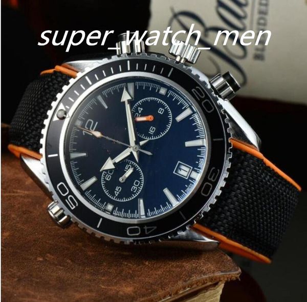 

luxury watch men all dials work brand two eyes full functional clock wristwatches nylon strap quartz calendar all the crime scanning tick wr, Slivery;brown