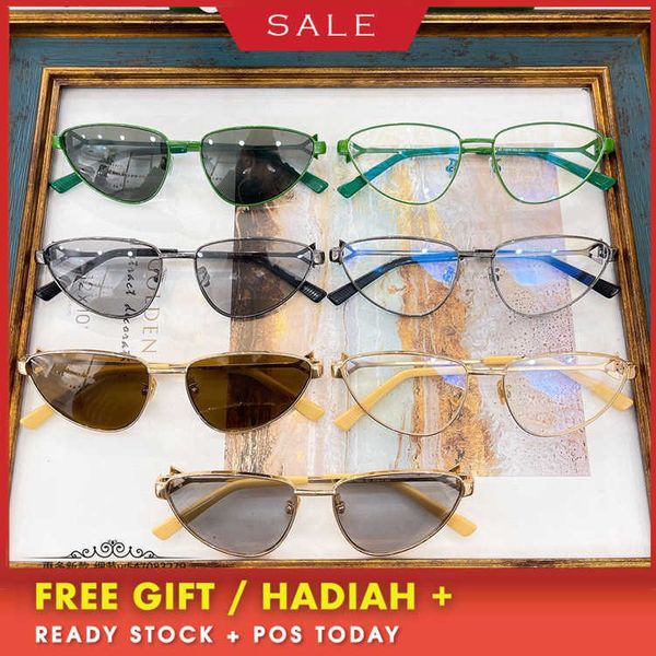 

luxury designer sunglasses uv400 23 b family ins net red same cat eye glass frame female personality fashion green sunglass bv1186, White;black