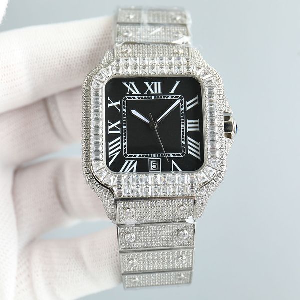 

diamond watches full watch mens automatic mechanical 8215 movement sapphire 40mm business wristwatch high-end stainless steel montre de luxe, Slivery;black