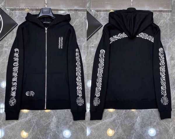 

classic fashion luxury zipper ch hoodies designer horseshoe sanskrit cross print pullover hooded high sweatshirts sweater woman 112, Black