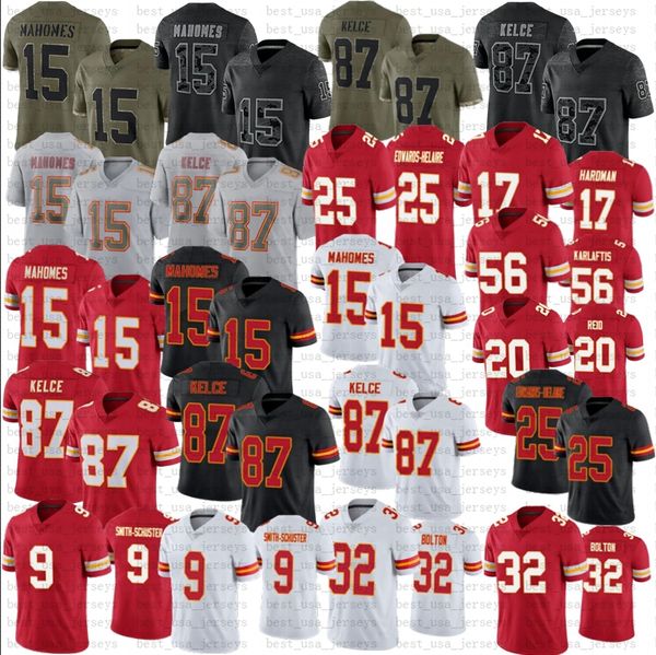 

patrick mahomes chiefes football jersey kadarius toney jones isiah pacheco nick bolton reid travis kelce edwards-helaire hardman karlaftis, Black;red