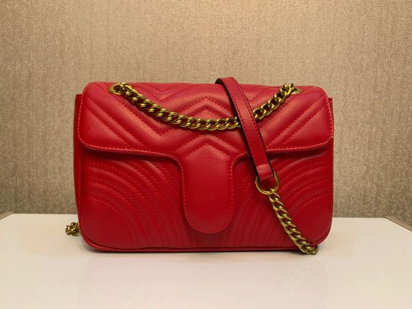 

luxury shoulder bag tote purse handbag message bags brand classic crossbody pu leather lady gold chain womens fashion 26cm designer 22cm