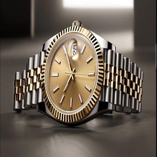 

ins style christmasgift 41mm holiday gift watch automatic stainless steels black dial mens sapphire watches luxurys original 256c, Slivery;brown