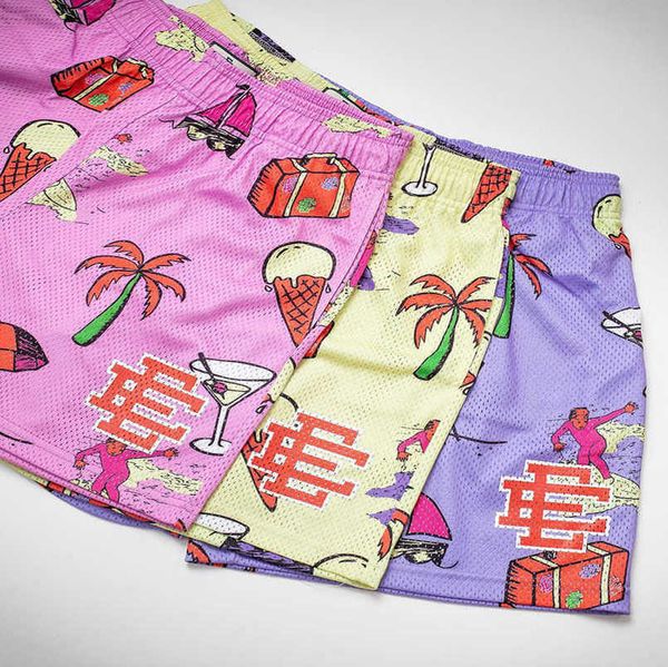 

luxury men's fashion ee shorts eric emanuel basic short new york city skyline men women jog pant fitness run loose sports pants mesh gy, White;black