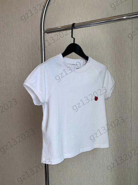 

womens clothes t-shirts designer apple print slim short sleeve t-shirt classic round collar joker shirt fashion brand women apparel 3 colors, White