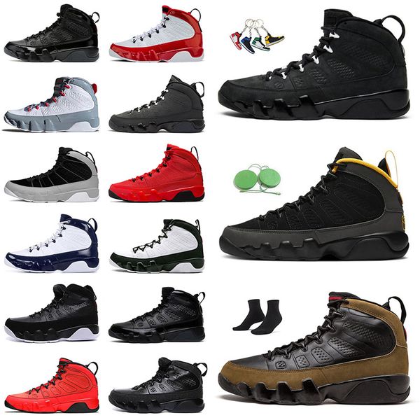 

jumpman 9 9s basketball shoes olive men sneakers 40-47 men racer blue unc gym red university gold anthracite particle grey black glitter tra