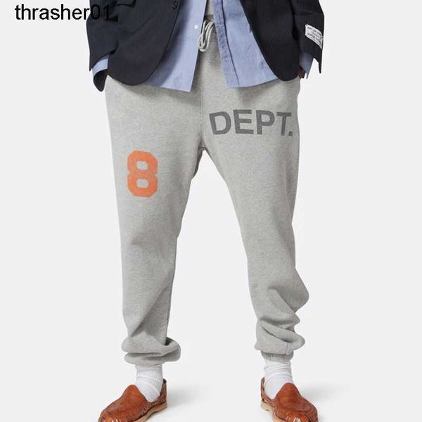 

men's pants designer alphanumeric 8 printed elastic galery dept fashion band men's loose terry sports casual pants, Black