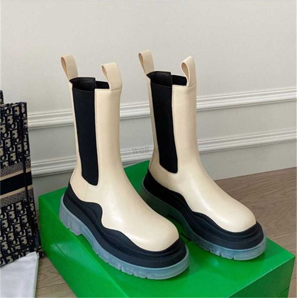 

with box designer women boots chunky boot fashion anti-slip platform bootie real leather crystal outdoor martin ankle designer bottega tire, Black