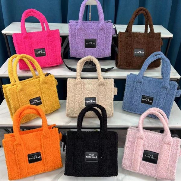 

plush handbag lambswool evening bags tote women white triangle twopiece suit shoulder capacity luxury brand designer crobody female purses