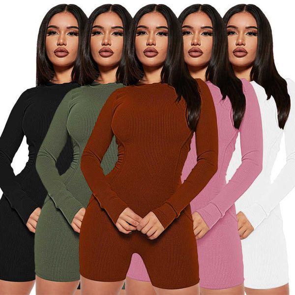 

womens spring clothing fitness rompers designer 2023 new thread round neck splice casual solid sports jumpsuits s-xxl, Black;white