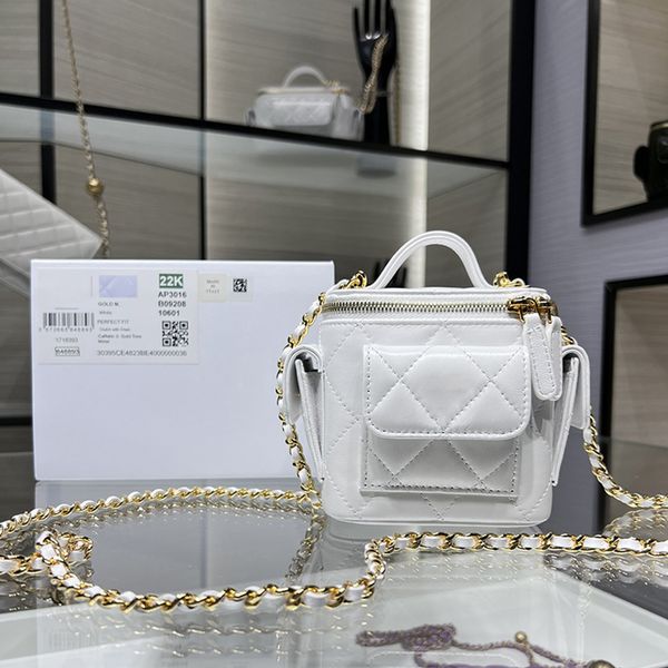 

10a mirror quality lambskin vanity with chain bag luxury designer cosmetic bags with box c202