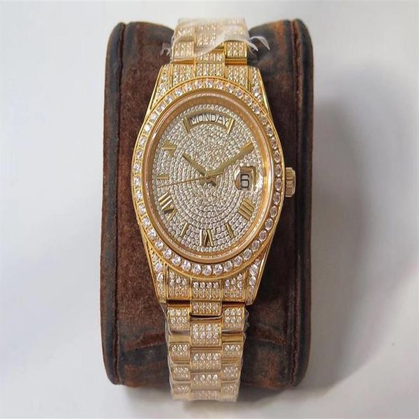 

mens watch 904l diamond watch reloj de lujo 2836 movement watches week calendar double time automatic montre de luxe 255r, Slivery;brown