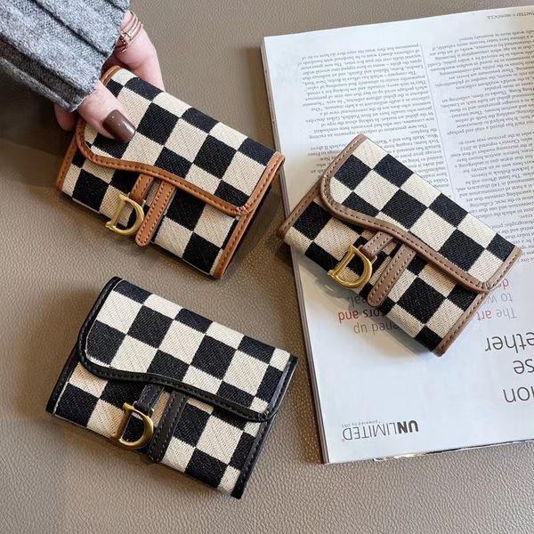 

fashion plaid canvas exquisite high-grade card bag women's compact multi-card bank cards cover document, Red;black
