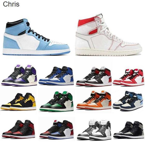 

jumpman 1 1s basketball shoes mens women university blue high dark mocha chicago obsidian unc white lucky green outdoor sports, Black;white