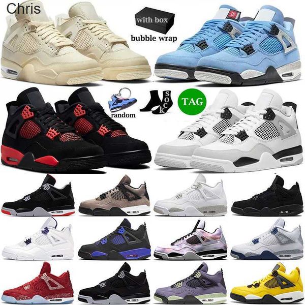 

with box jumpman 4 4s mens basketball shoes military black red thunder university blue white oreo sail bred black cat canvas trainers, Black;white