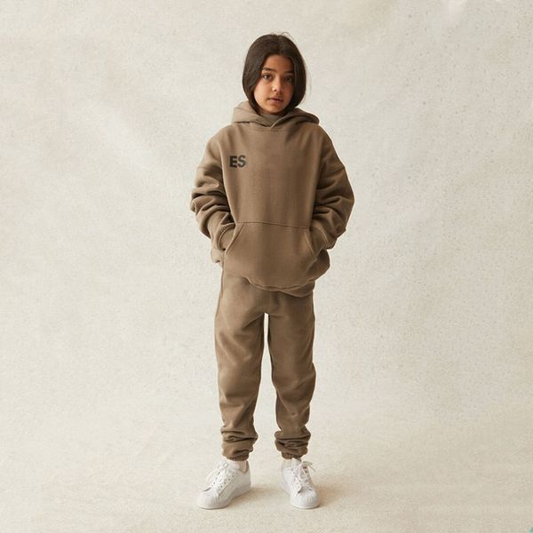 

esshoodies sweatshirts ess baby hoodies sets kids designer clothes tracksuit childrens clothing fasion boys girls outerwear pants 2 pieces s, Black