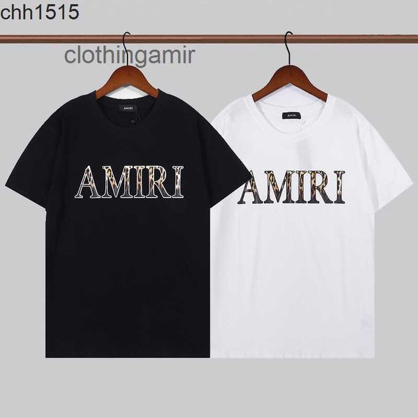 

designer t-shirts 2022 amirs amirsy version summer fashion brand leopard letter printed men's and women's short sleeve t-shirt, White;black