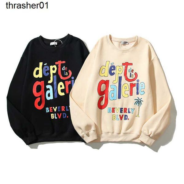 

men's hoodies designer sweatshirts graffiti letters galery dept plush round neck sweater long sleeve t-shirt streetwear hoodie, Black