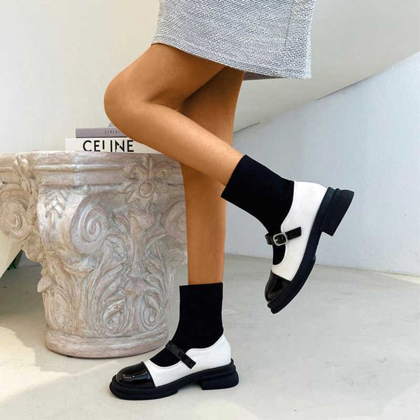 

dress shoes boots 2022 new spring autumn women ankle boots female round toe buckle straps square heels shoes ladies soild knitted short boot, Black