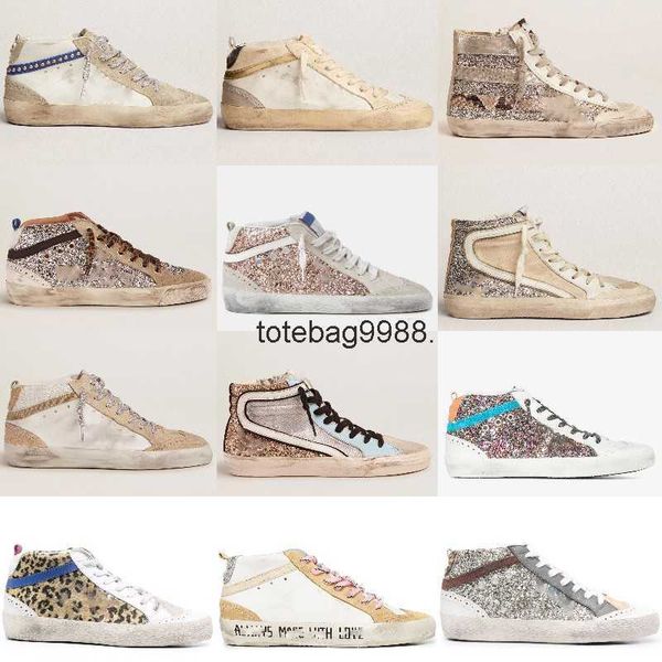 

golden sneakers high-women shoes fashion pink-gold glitter classic white do-old dirty designer shoe/golden/goose, Black