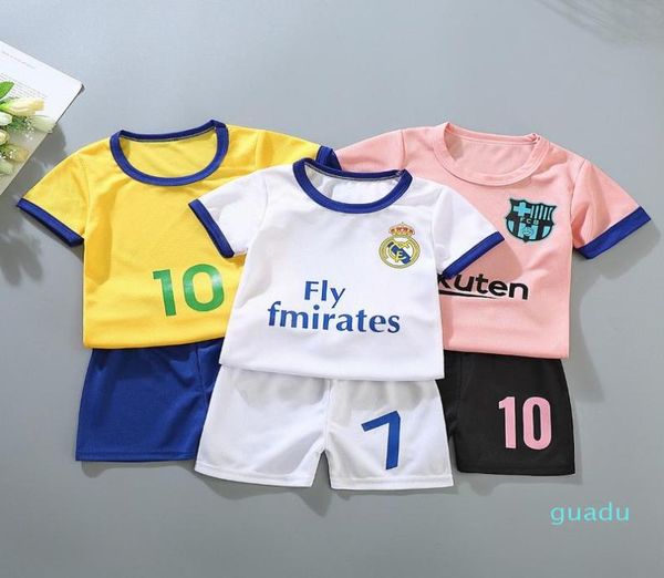 

clothing sets children uniforms for boys and girls summer kids soccer sports suits baby shortsleeves clothes set 06y3611682, White