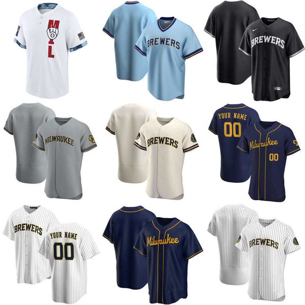 

custom jersey milwaukee''brewers''mens women youth 22 christian yelich 8 ryan braun 39 corbin burnes 6 lorenzo cain base, Blue;black