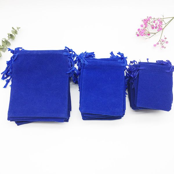 

100pcs / lot velvet jewelry gift wedding bags navy blue 5x7cm brace strap pouches wholesale christmas party 7x9 10x12cm, Pink;blue