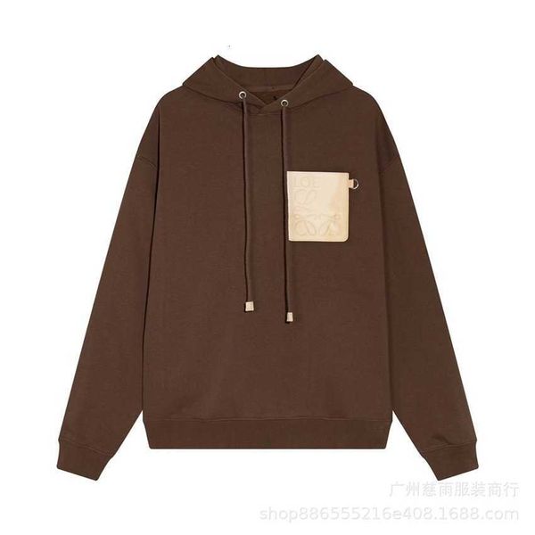 

fashion brand jacket high version lowe autumn and winter new style chest leather fake pocket hooded terry sweater lovers' hoodie, White;black