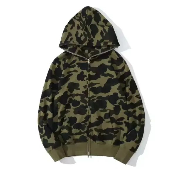 

designer ape hoodie shark hoodies zipper sweatshirts fashion full zip crazy face jacket warm jackets big abc felpa camo sudadera hooded coat, Black
