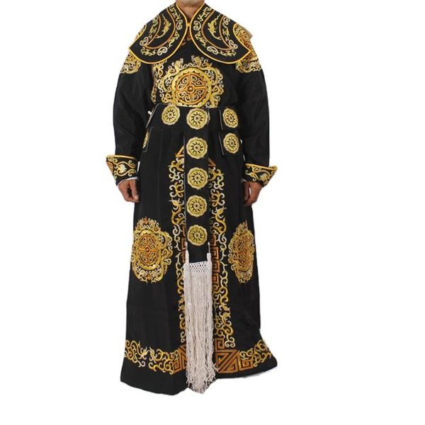 

chinese operas stage wear flower sword clothes crepe satin peking opera general performance stage costume wusheng dramaturgic drama garment, Black;red