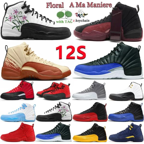 

12 black noir pink guava ice basketball shoes men women 12s sports sneakers with box size 4.5-15.5