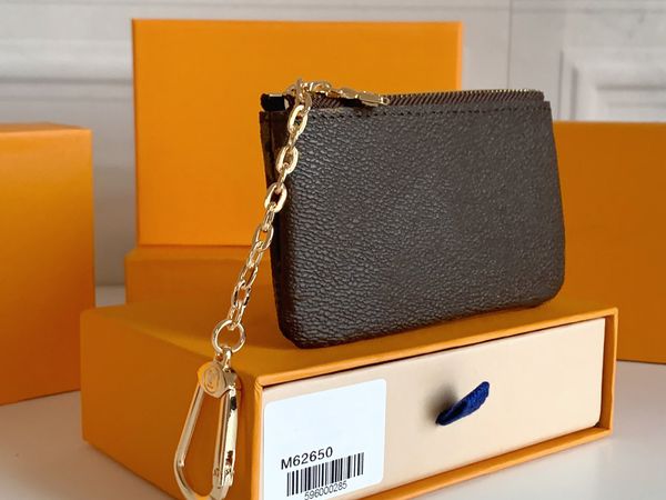 

Coin Purses coin case key chain wallets 4 color key bag zipper wallet coin purse leather designer wallet women's fashion wallet dust bag with box, Black with flowers