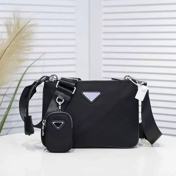 

hobo shoulder bag 3 in 1 crossbody bags axillary tote purse women nylon genuine leather handbag detachable wallet adjustable letter wide, Black;red