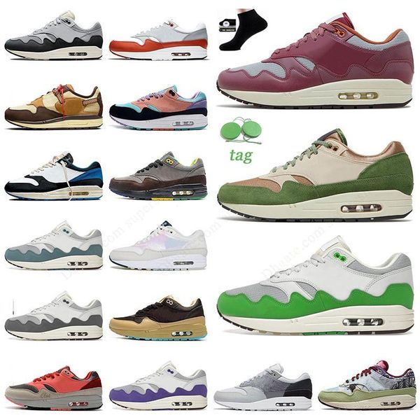 

luxury 2022 mens women 1 87s shoes runner running shoe treeline patta rush maroon green anniversary royal sketch to shelf have a day london