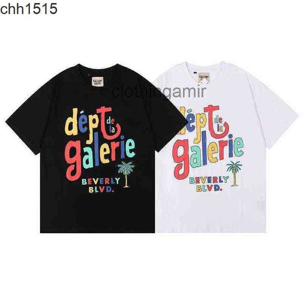 

fashion 2022 gallerydept mens new summer letter graffiti print t-shirt loose short sleeve men's and women's, White;black