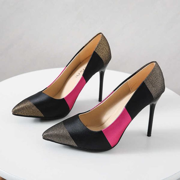 

dress shoes new women's shoes with pointy toe and thin heels in spring 2023 large black color contrast party women's shoes heels 2