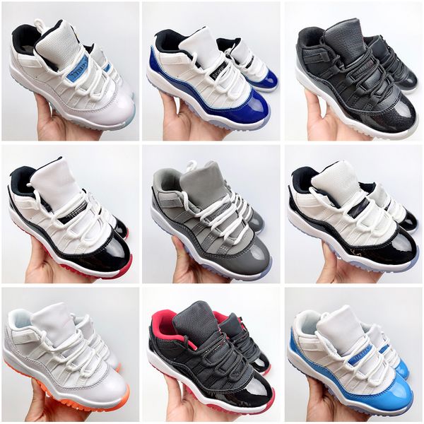 

low kids 11 xi sneaker child cool grey concord sports shoes space jam metallic silver pink snakeskin bred legend blue children boys girls 11, Black