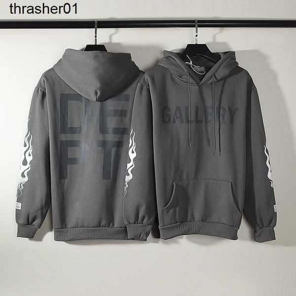 

men's hoodies sweatshirts designer galery dept arm letter printed fleece pullover hoodie, Black