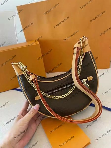 

welfare m81098 loop half-moon baguette women bag genuine calf leather croissant purse clutch crossbody bags shouler