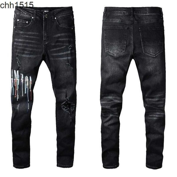 

amirs 2022 new mens jeans fashion skinny straight slim ripped jean elastic casual motorcycle biker stretch denim trouser classic pants, Blue