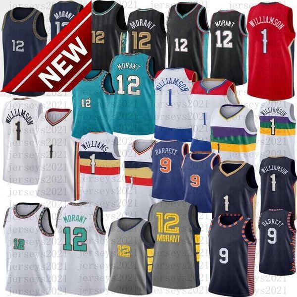 

new ja 12 morant jersey zion 1 williamson rj 9 barrett basketball jerseys, Black;red