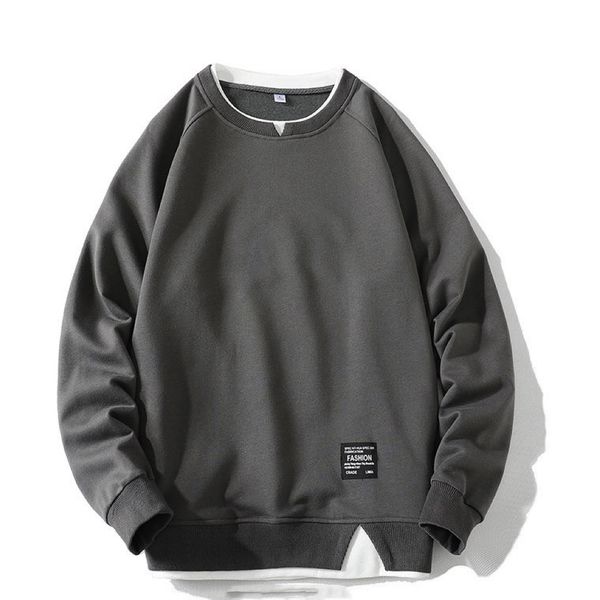 

designer fashion streetwear for couples pure cotton fake two-piece crewneck hoodie hoodie for men and women long sleeves t-shirt, Black