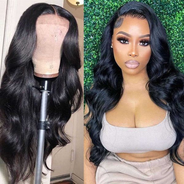 

lace wigs body wave front 180 density 32 30 inch for black women human hair brazilian hd 13x4 13x6 360 frontal 221216, Black;brown