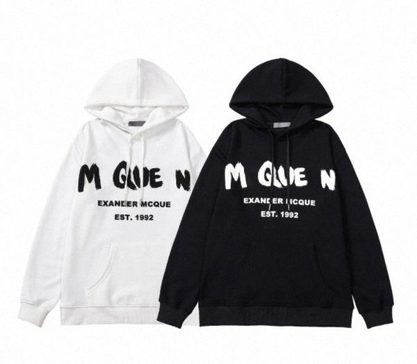

men hoodie fashion women sweatshirts streetwear pullover loose mcqueen hoodies lovers clothing hig h quality s9sh#, Black