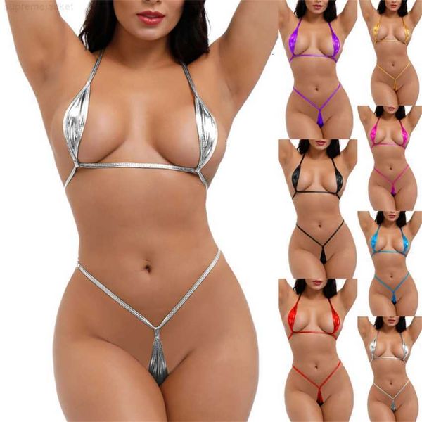 

women swimwear shiny erotic mini bikini lingerie set halter neck bra micro g string thong underwear pu patent leather swimsuit, White;black