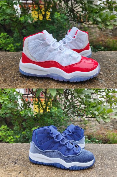 

kid 11s basketball shoes red cherry red midnight navy velvet concord bred black kids baby 11 boy sneakers